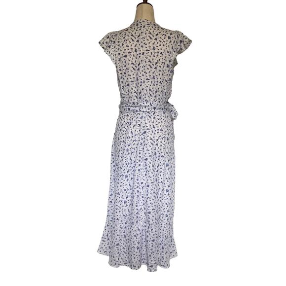 The Drop Caralyn Mirand Wrap Dress Sz S Coquette Cottagecore Ruffle Floral Midi - Picture 4 of 12